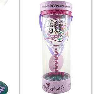 Happy 40ish Birthday plastic wine hand-painted